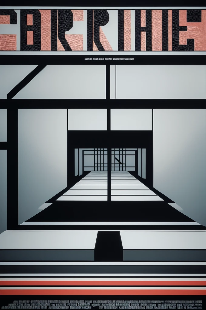 create a 2D poster promoting a 1980s film that celebrates Bauhaus principles. The poster must apply letter spacing techniques, typology and typography, in addition to incorporating images, colors, contrast and aesthetic balance. Consider the principles of functionality and aesthetics that the Bauhaus valued.