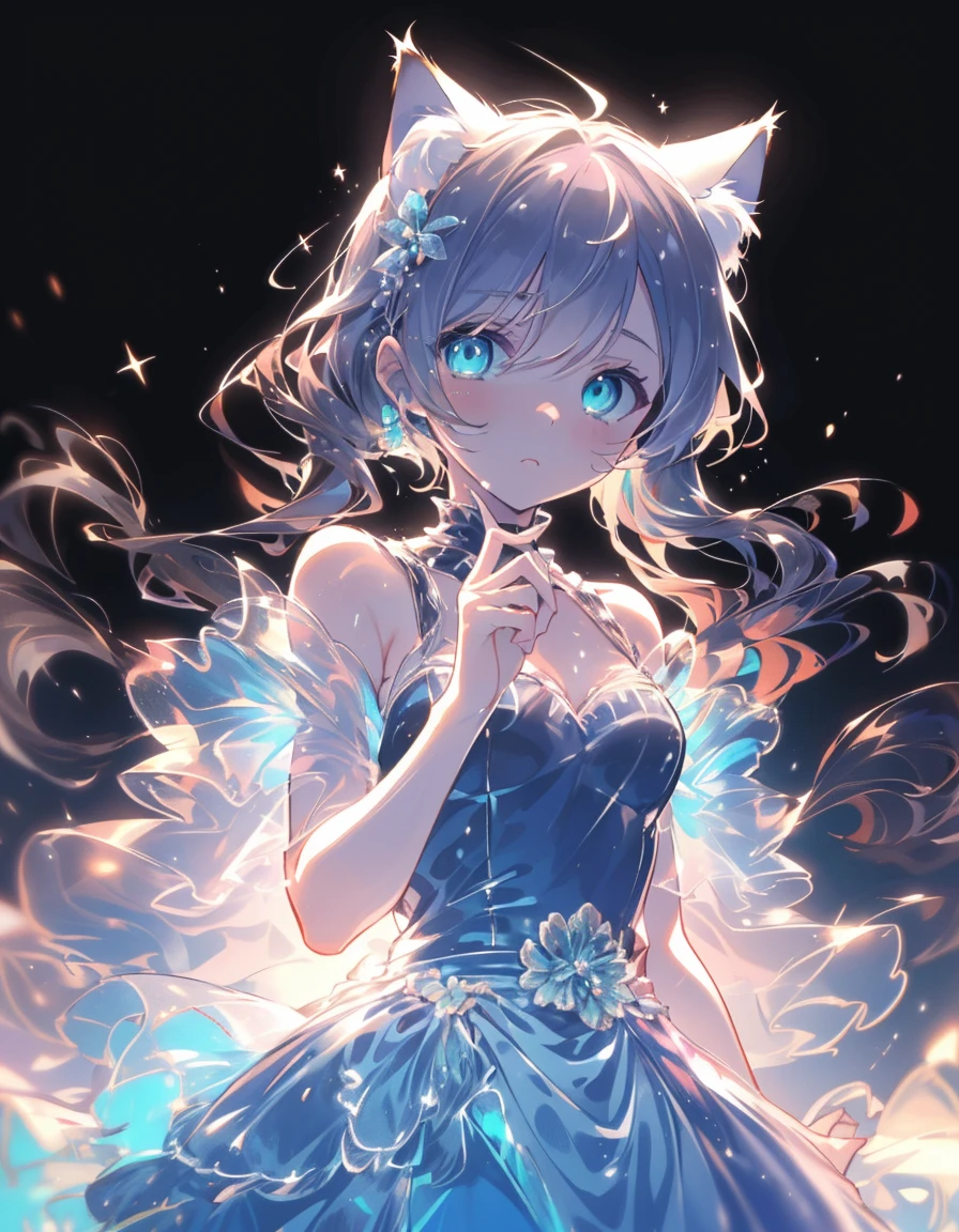 jerry fish, jerry fish forest, under water, close eyes, wink, ((masterpiece, best quality:1.5)), ((Beautiful detailed cat aqua eyes:1.2)), cat ears, pale skin, small breasts, beautiful hands, beautiful fingers, EasyNegative