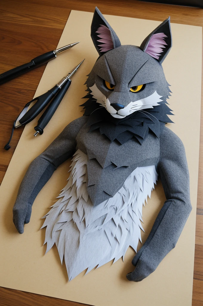 best quality)), ((masterpiece)), (Detailed) Cutting template, Fursuit Fennek kanzerkörper,