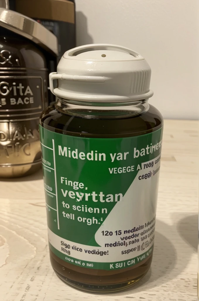 image of a medicine bottle saying It's vegan