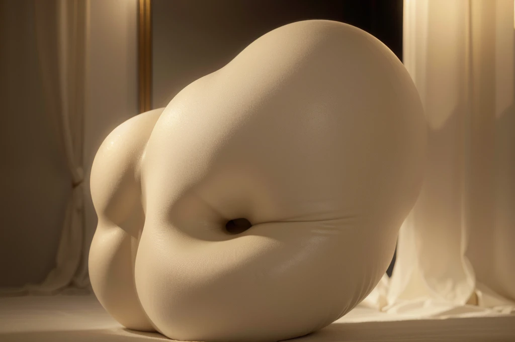 surreal abstract biomorphic blob creature with sensual curves, minimal color palette, beige and cream tones, no human figures. (best quality, 4k, 8k, highres, masterpiece:1.2), ultra-detailed, (realistic, photorealistic, photo-realistic:1.37), volumetric lighting, cinematic composition, dramatic lighting, elegant, ethereal, seamless, intricate details, soft gradients, rounded shapes, warm and inviting, sophisticated, luxurious, flowing lines, organic forms