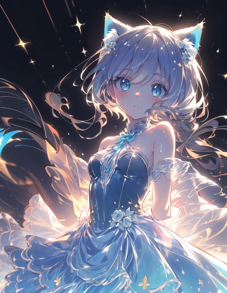 jerry fish, jerry fish forest, under water, close eyes, wink, ((masterpiece, best quality:1.5)), ((Beautiful detailed cat aqua eyes:1.2)), cat ears, pale skin, small breasts, beautiful hands, beautiful fingers, EasyNegative