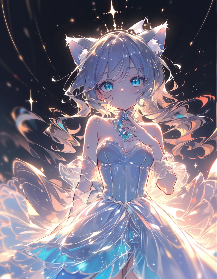 jerry fish, jerry fish forest, under water, close eyes, wink, ((masterpiece, best quality:1.5)), ((Beautiful detailed cat aqua eyes:1.2)), cat ears, pale skin, small breasts, beautiful hands, beautiful fingers, EasyNegative