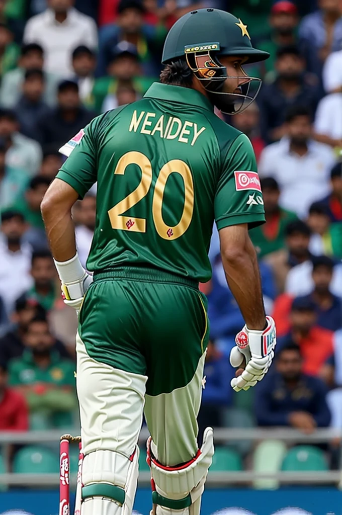 Pakistan cricket team kit name MOHAMMAD WAHEED 21YEAR BOY BACK SIDE