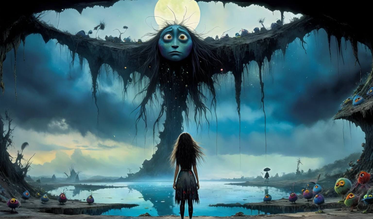 Chalcopyrite goddess of nature,moana, black make up,longhair,folk dress,freckles,pretty face,eyebrow up,full body shot,ominous landscape,glate gray atmosphere,Simon Stalenhag,Nicola Samori,Wangechi Mutu,prime colors,Lisa Frank, ,urban,extremely detailed, [night landscape],masterpiece,intricate details,faded,eyes extremely detailed, high detailed eyes,16k resolution,RAW, Nikon Z9,city on background,chinesse,pixie,RAW,Retina,full body length,ominous landscape, niobium Obsidian atmosphere,dangerous atmosphere,intricate details,realistic humid skin,extremely intricate details,Epic Realistic, cinematic style,anatomically correct,faded,eyes extremely detailed, high detailed eyes,UHD,Retina,HDR,CinematicTechnicolor,natural skin textures, hyper realism, hyper detailed,High contrast,Realism,Ultra Detailed,irina yermolova,close full body shot, masterpiece,faded,8k resolution,RAW, Nikon Z9,MIk Kil Cenote of Yucatan of Mexico,belly,pixar movie still, pixar movie screenshot, frame from pixar movie, animated movie still, still from the pixar movie, still from a pixar movie, disney pixar movie still, pixar movie scene, still from pixar movie, still from a 2001 pixar movie, pixar render, animated film still,HBO, islands levitating under ground
