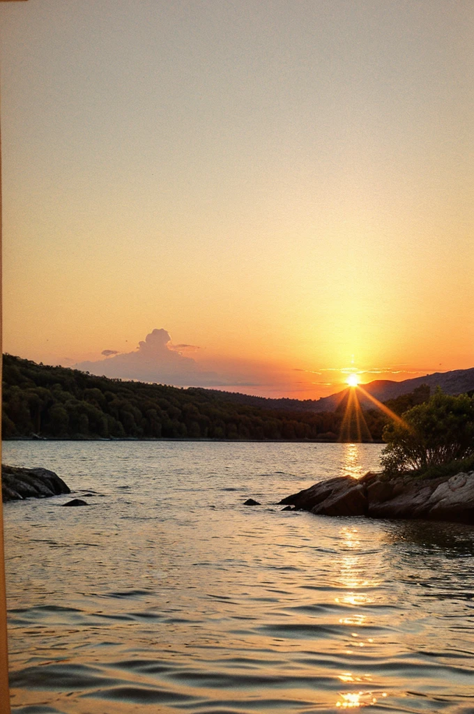 Pencil drawing of a landscape at sunset