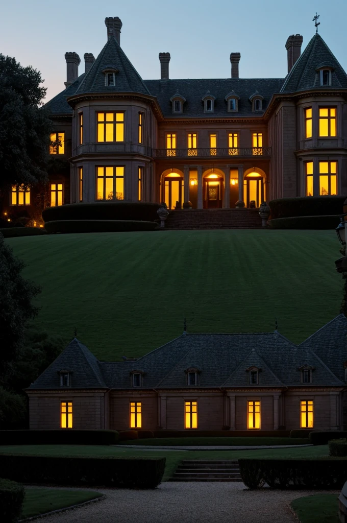 The mansion lights up freed from its curse