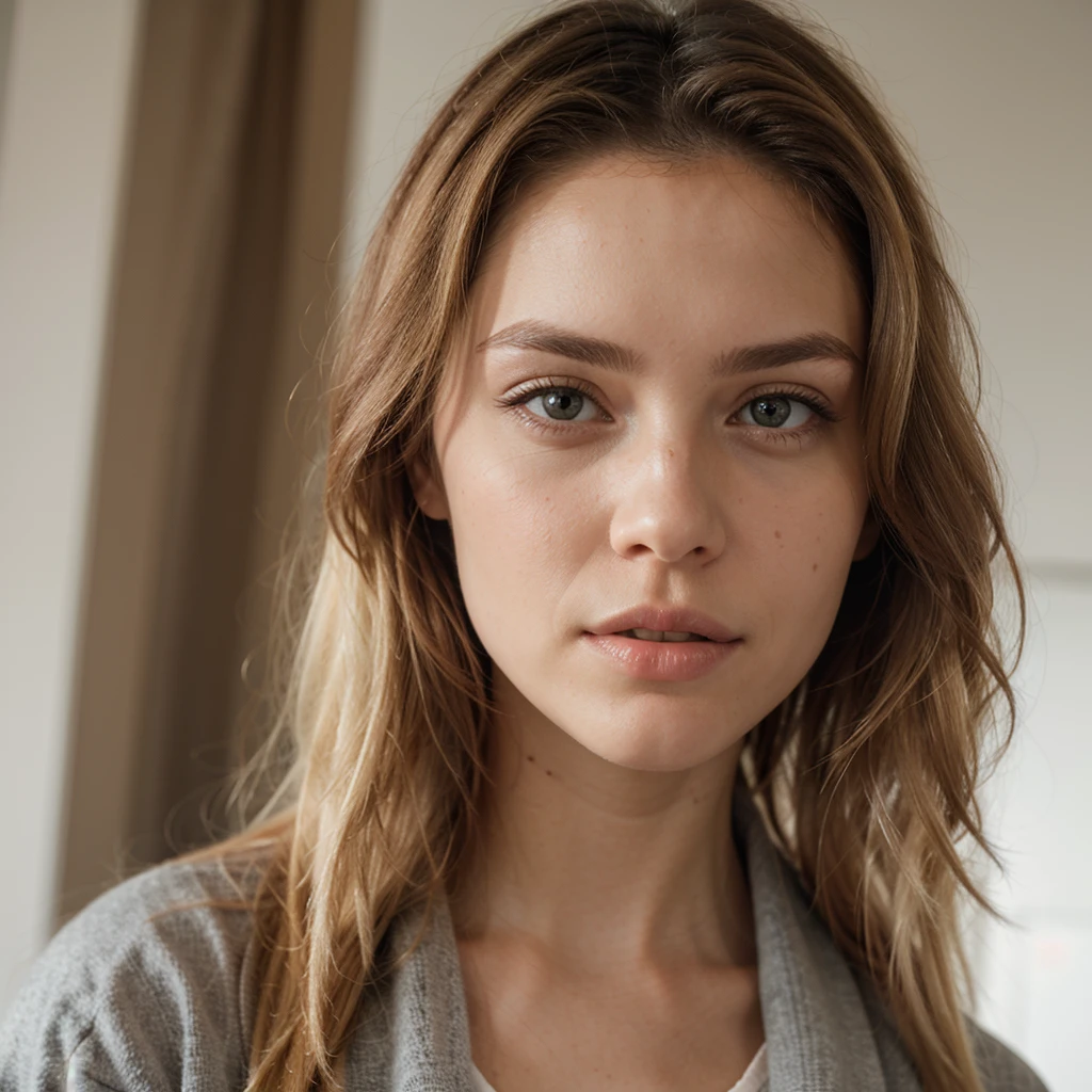 Woman with blond hair, from front shot