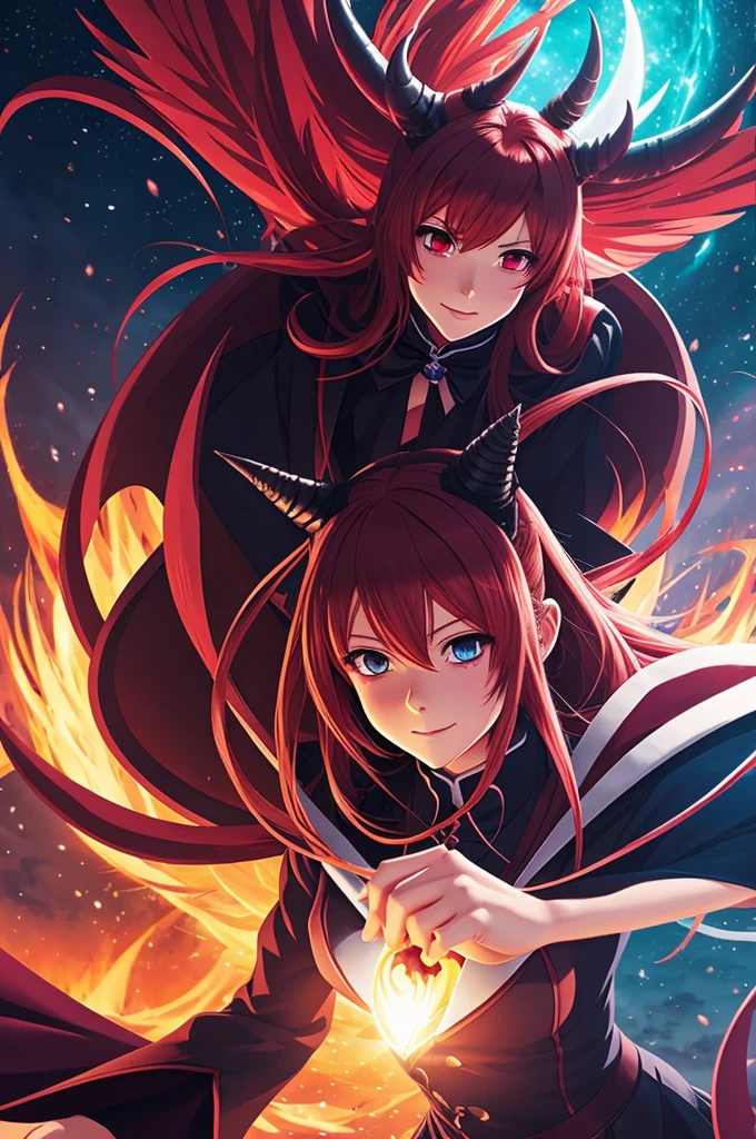Create an illustration of a devil girl in a magical anime version