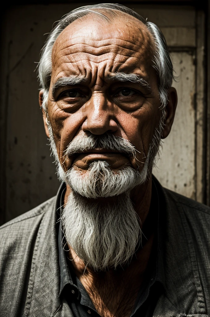Sad and dirty old man made with geometric figures