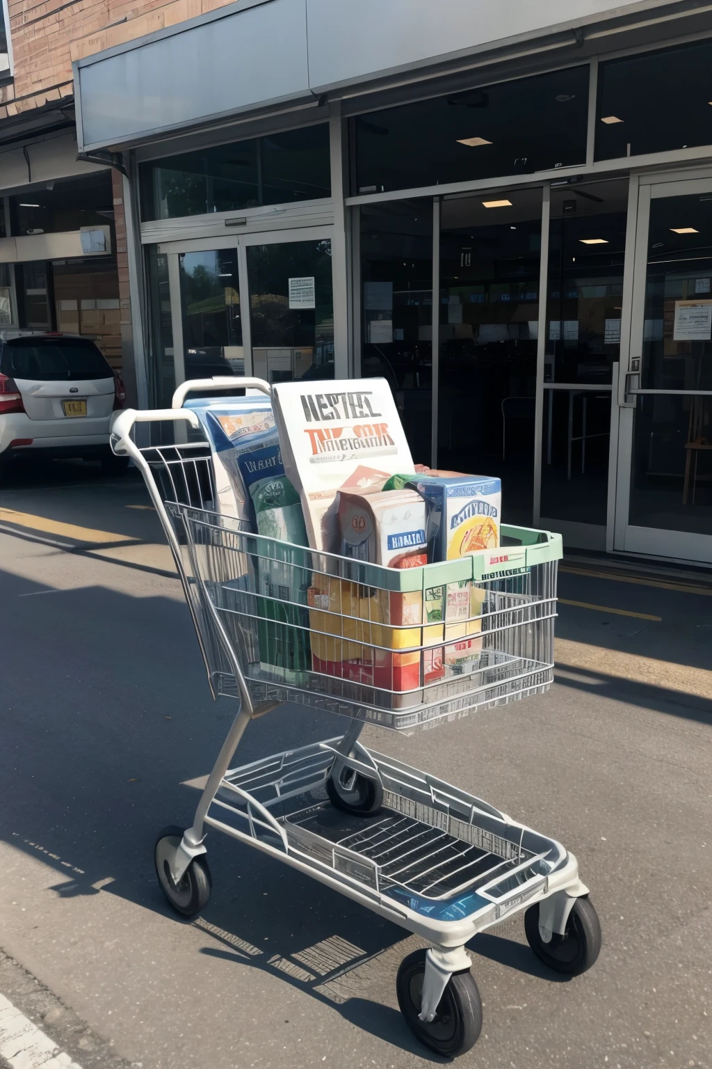 A war shield that says net and in the middle has an image of a supermarket cart 