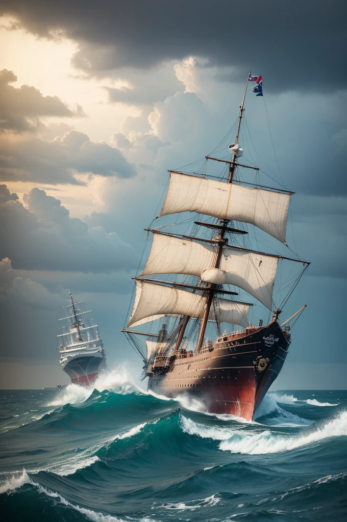 Ship in rough sea
