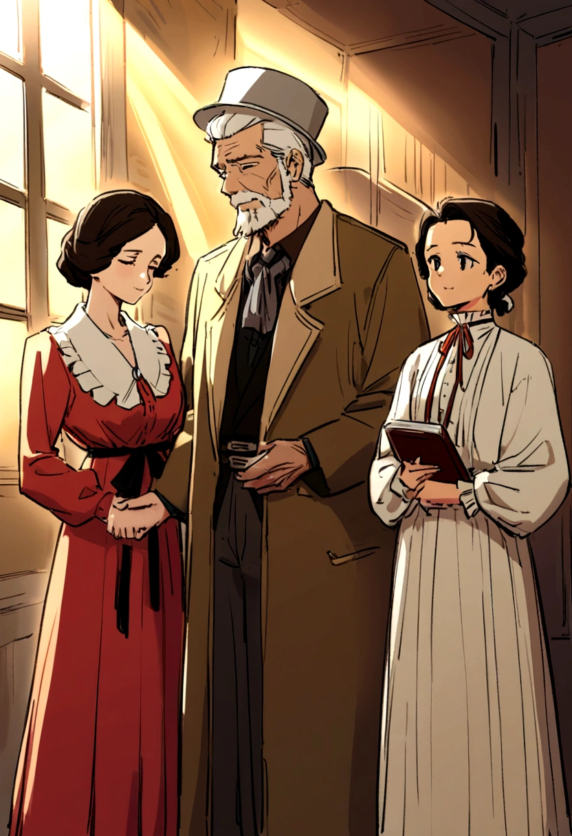 Abraham, 75 years old ,hugged his wife Sara of 70 years,In the twentieth century.c , with period clothes,Biblical characters from the New Testament of the Bible,