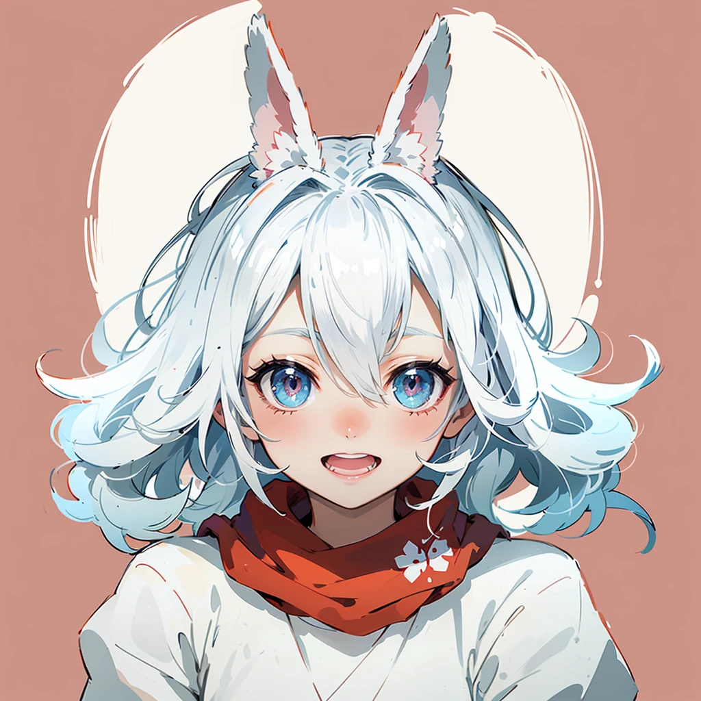 (Tabletop:1.2), (Highest quality:1.3), Absurd,  One girl,smile, hair_Decorated, Fluffy rabbit_ear,  just_shoulder, tail,head部の肖像，Anime Style，Open your mouth，head，Cute face，Detailed eyes