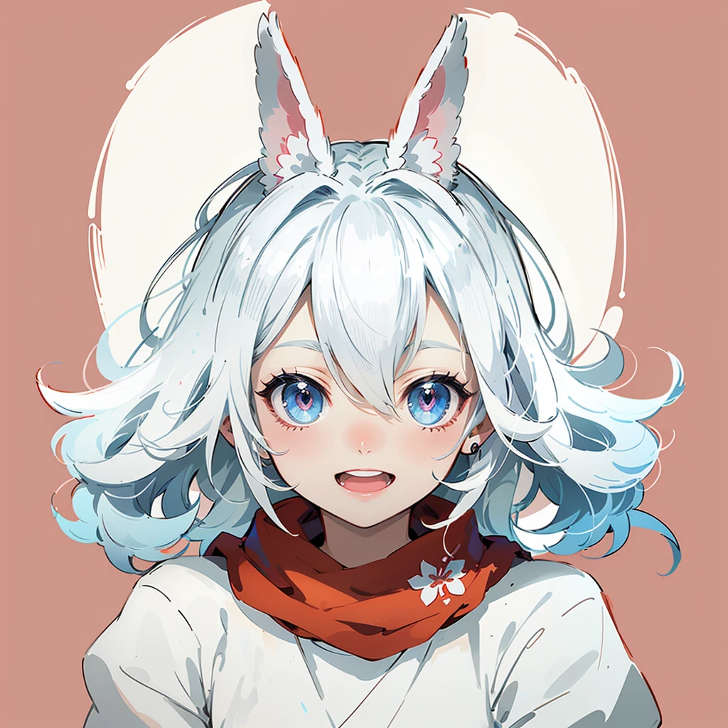 (Tabletop:1.2), (Highest quality:1.3), Absurd, One girl,smile, hair_Decorated, Fluffy rabbit_ear, just_shoulder, tail,head部の肖像,Anime Style,Open your mouth,head,Cute face,Detailed eyes