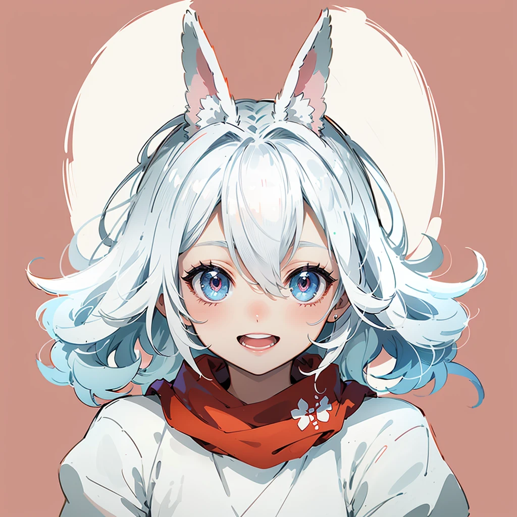 (Tabletop:1.2), (Highest quality:1.3), Absurd, One girl,smile, hair_Decorated, Fluffy rabbit_ear, just_shoulder, tail,head部の肖像,Anime Style,Open your mouth,head,Cute face,Detailed eyes