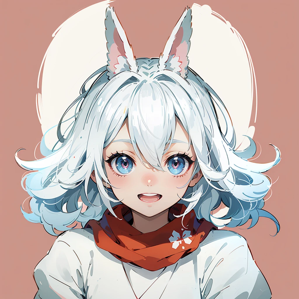 (Tabletop:1.2), (Highest quality:1.3), Absurd, One girl,smile, hair_Decorated, Fluffy rabbit_ear, just_shoulder, tail,head部の肖像,Anime Style,Open your mouth,head,Cute face,Detailed eyes