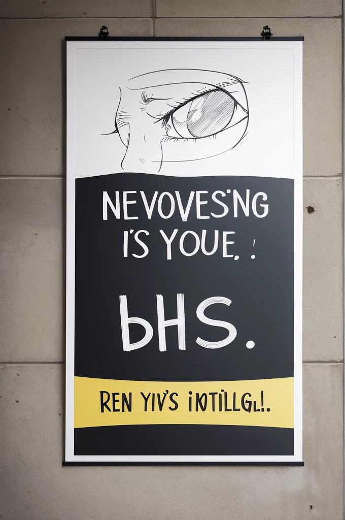 A poster with a motivational phrase in Spanish and a drawing