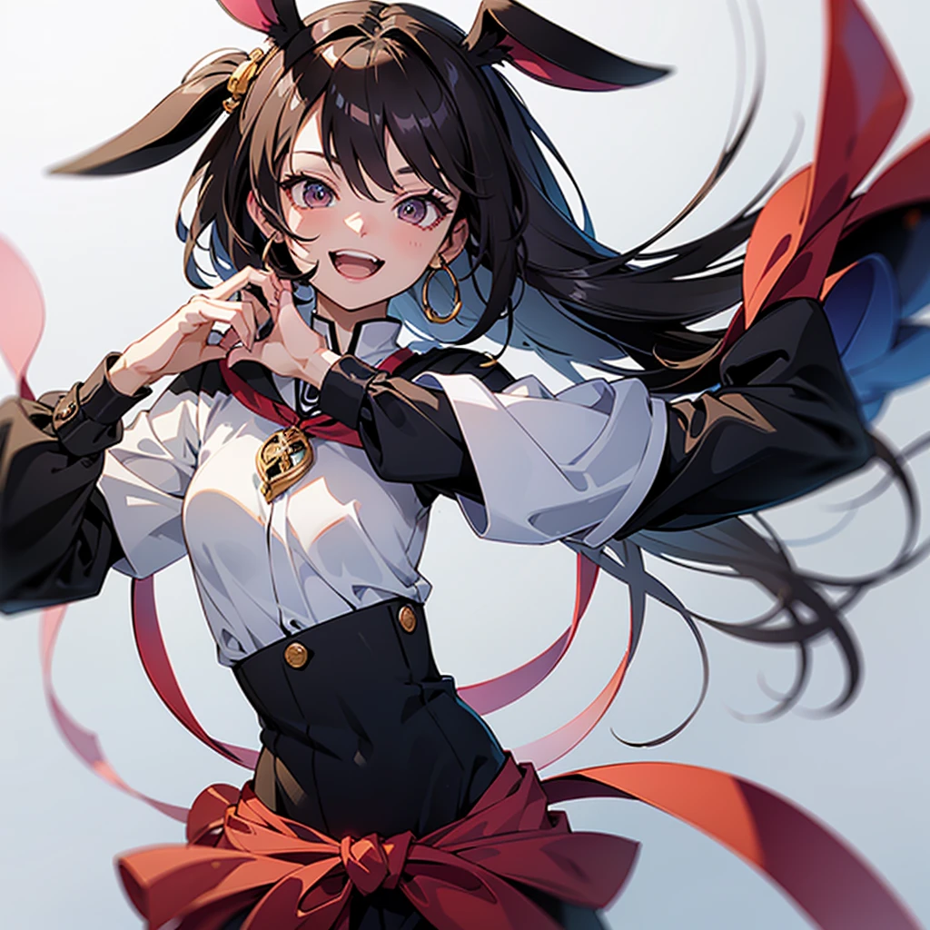 (masutepiece:1.2), (Best Quality:1.3), absurderes, 1girll,Smile, hair_ornamented, Rabbit_ear, Bare_shoulder, tail,head portrait,Anime style,Open mouth,Head,Cute face,Detailed eyes