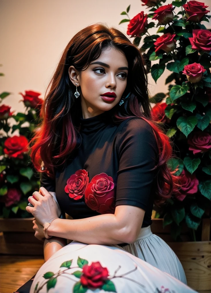 Create a red rosebud