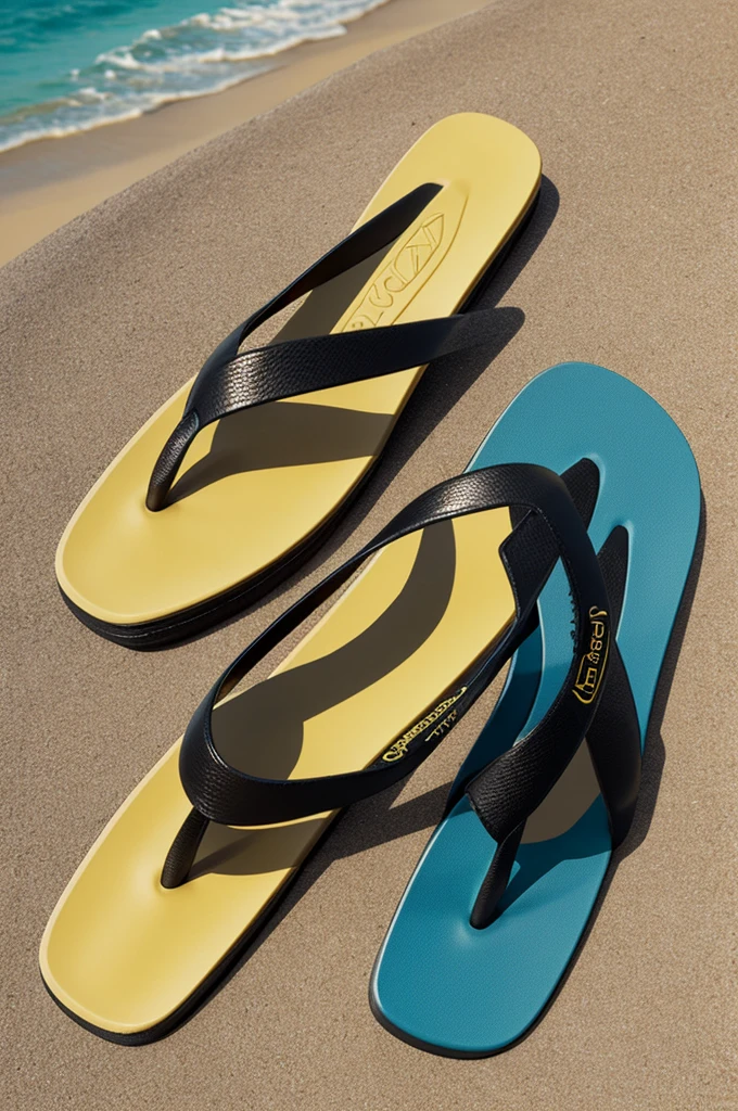 Design a summer rubber flip flop with an advanced design years in the future of luxury