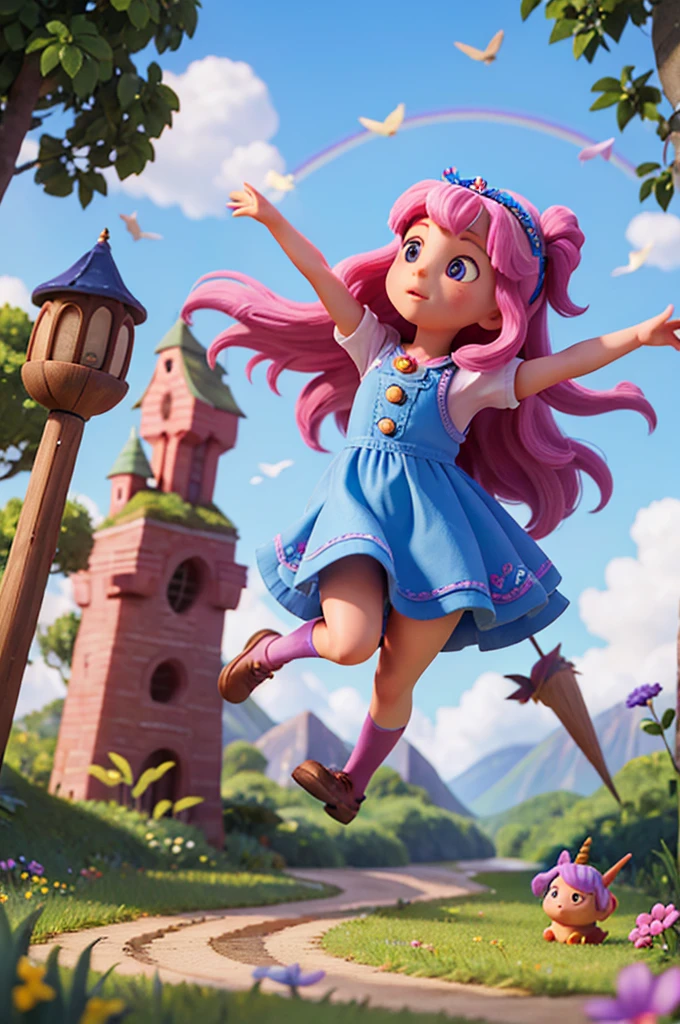 As Felicia spoke, Luna felt a sense of wonder and curiosity grow within her. She looked around her, seeing extraordinary creatures: unicorns galloping free, birds with rainbow-colored feathers singing enchanting melodies, and little gnomes working in the fields.