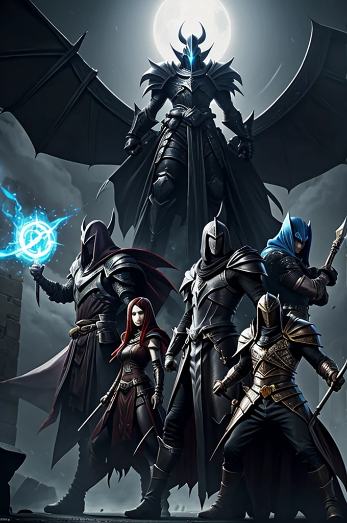 make an image where the following characters from the video game legue of legend mordekaiser are, Late y seen