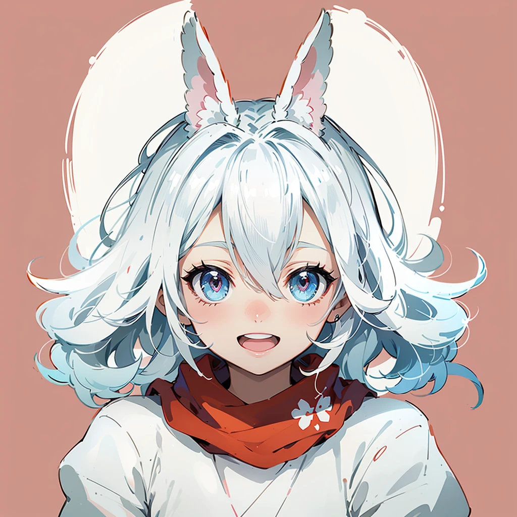 (masutepiece:1.2), (Best Quality:1.3), absurderes,  1girll,Smile, hair_ornamented,  Bare_shoulder, tail,head portrait，Anime style，Open mouth，Head，Cute face，Detailed eyes