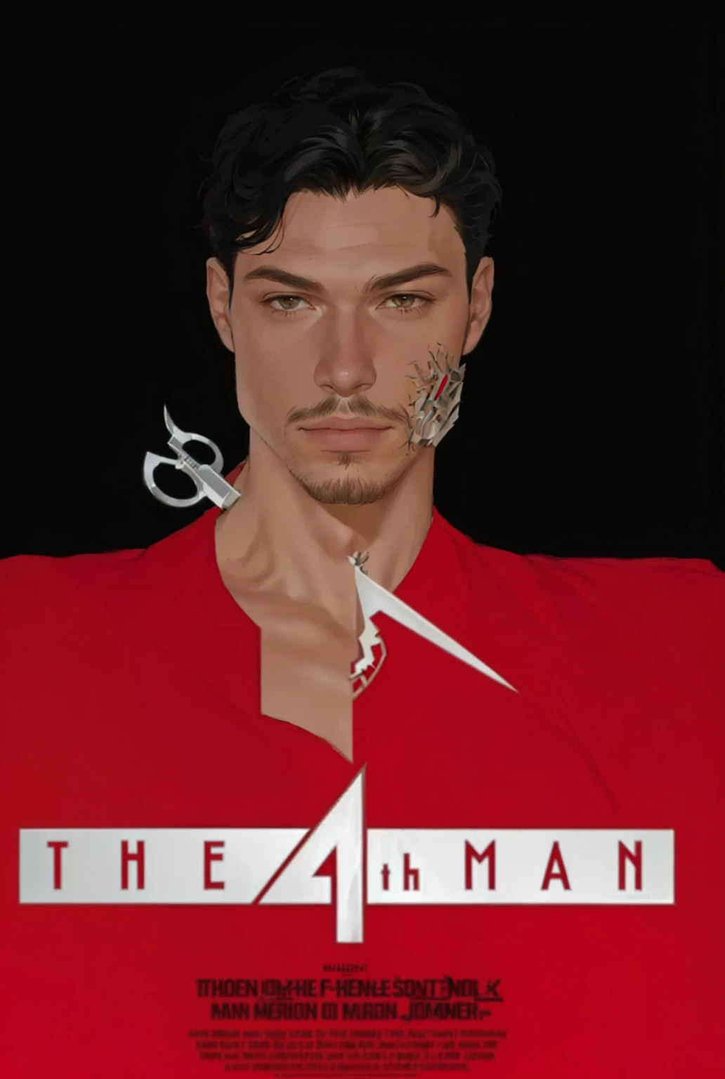 there is a poster of a man with scissors in his hand, official art admirer, art admirer, inspired by Joseph Morgan Henninger, mkbhd as iron man, designed in the style of Mark Arian, official fan art, digital art. @mariomaniacdude, not Tony Start style, The man, by Thomas Dalziel