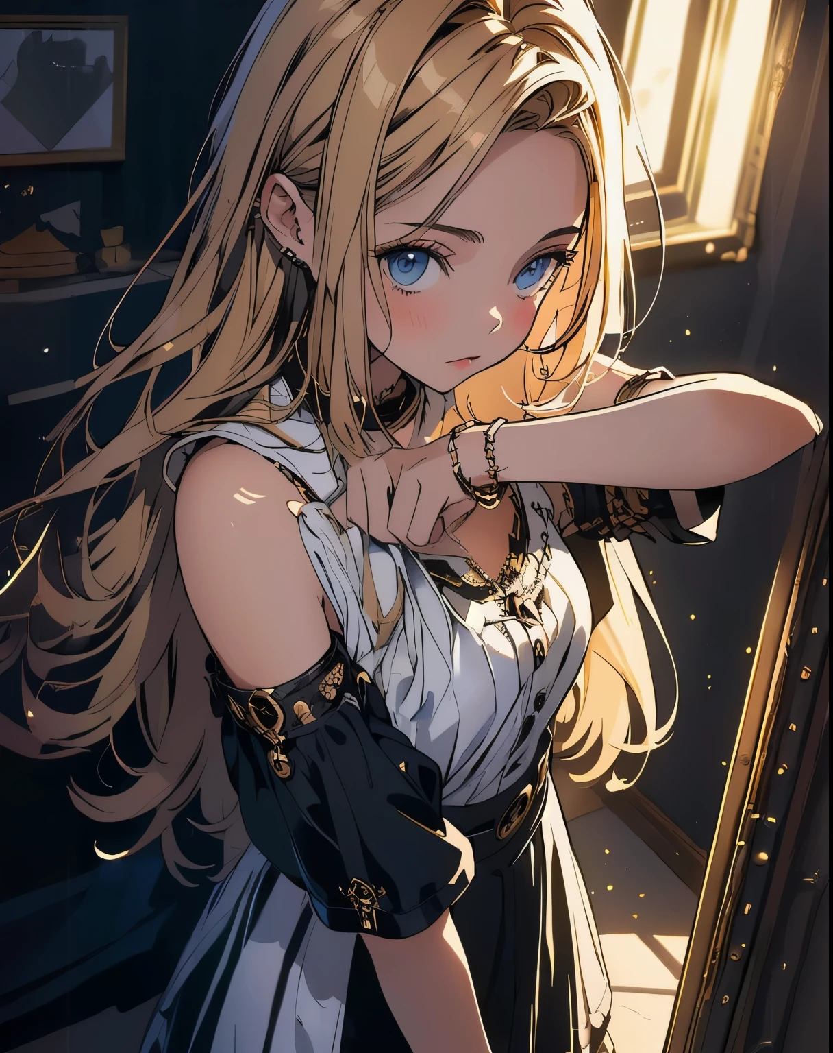 a long tissue is covering the hand, anime style, semi realistic texture in the fabric of the tissue, high details