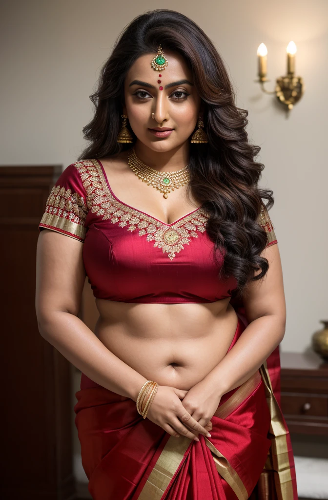 Foto RAW, photorealistic, photography, full body shot, master shot, perfect eyes, goddess like beauty, pierced eyes, perfect thick chubby mallu Desi aunty bhabhi, Wearing a Stanapatta, a chest-band.Saree model, model Photography, Indian saree shoot, Indian traditional wear advertising photography, traditional wear brand shoot, face of Indian actress Sonakshi Sinha, masterpiece, realistic, realism, incredible details,  pleasure, photorealism, detailed skin, skin pores, high contrast, photorealistic Artstation 8k HD digital art trend of high definition and detailed realistic skin texture, ultra detail, realistic skin texture, armature, best quality, ultra high definition, (photorealistic:1.4),, high resolution, detail, raw photo, sweat, Re sharp, by Lee Jefferies Nikon D850 Film Stock Photo 4 Kodak Portra 400 Camera F1.6 Lens Rich Color Ultra Real Realistic Realistic Textures Dramatic Lighting Unreal Engine Trending at Art Station Cinestill 800,(pele altamente detalhada: 1.2), 8k UHD, DSLR, soft-lighting, alta qualidade, grain of film, Fujifilm XT3,she didn't like to wear blouse or bra, she is happy to wear only saree, she hates blouse or bra, detailed hairy armpits, hyper realistic skin, skin pores, sweat, veins, 