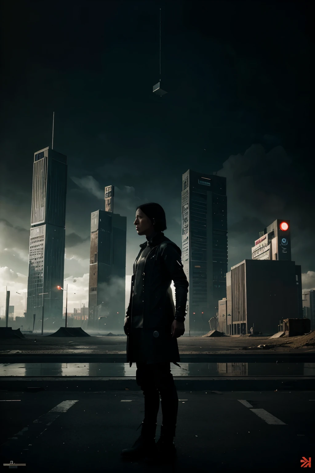 Image of a dystopian society with people and objects that reflect monotony 