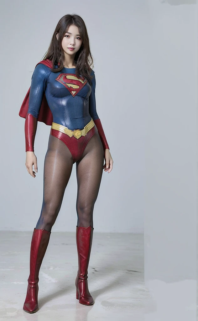 No background、(((Beautiful legs in black tights.)))、(((Legally express the beauty of your smile)))、((((Make the most of your original images)))、(((Body-hugging Supergirl costume)))、(((Supergirl Costume)))、(((Beautiful Hair)))、(((suffering)))、(((Please wear black tights....、Wear red boots)))、((Best image quality、8K))、((Highest quality、8K、masterpiece:1.3))、(((Preserve background )))、Sharp focus:1.2、Beautiful woman with perfect figure:1.4、Slim Abs:1.2、Wet body:1.5、Highly detailed face and skin texture、8K