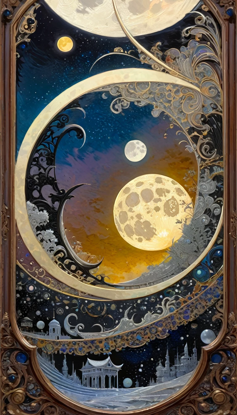 the moon, Artwork inspired by Dave Mckean, intricate details, oil painted
