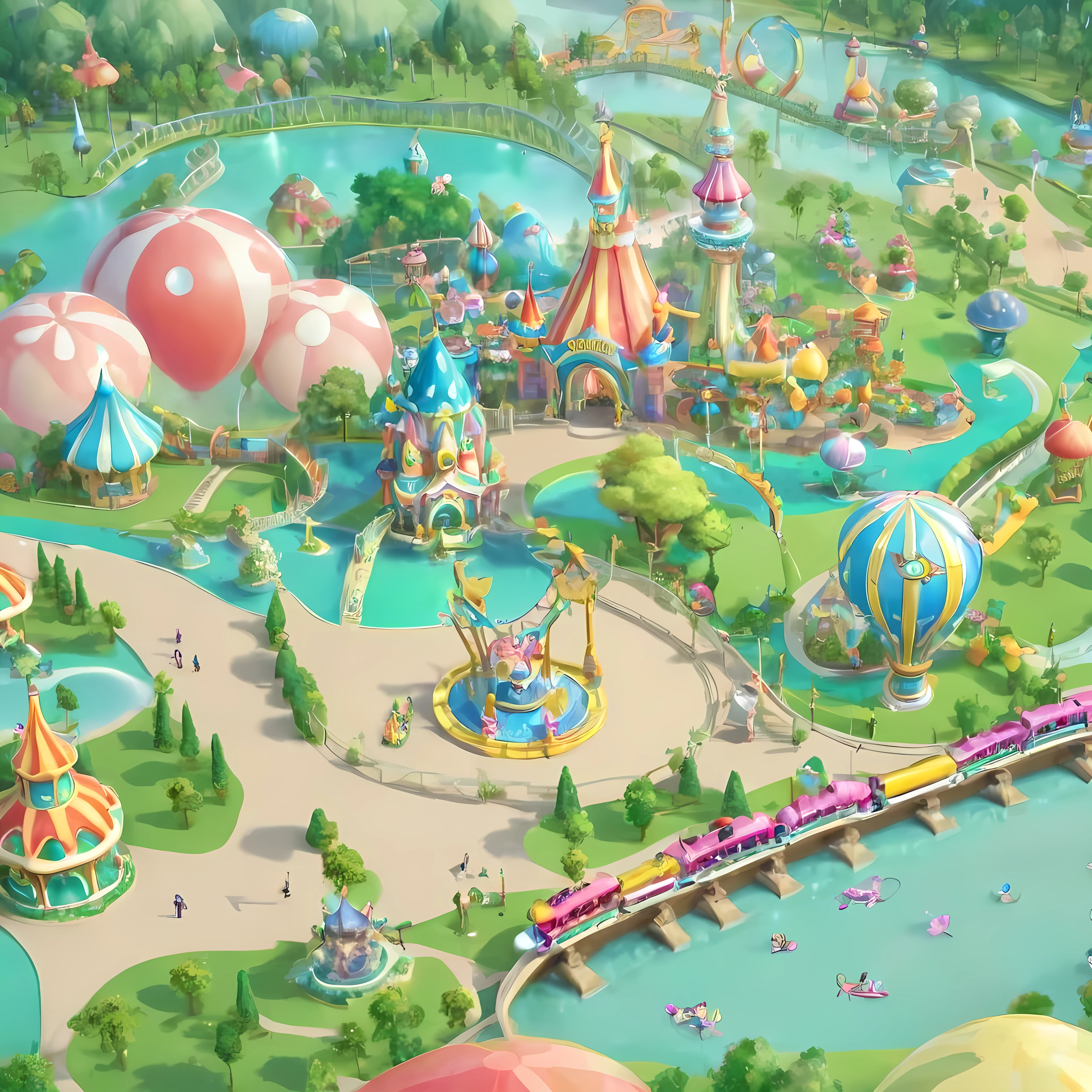 best quality, realistic, theme park, fairyland, enchanted kingdom