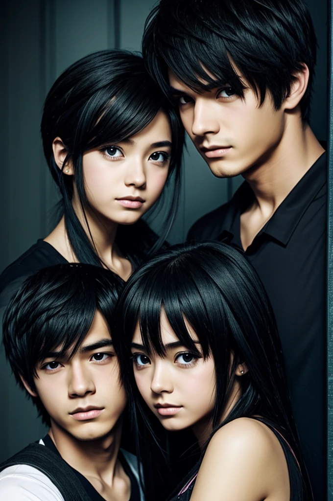 Couple, anime, boy and girl, Dark