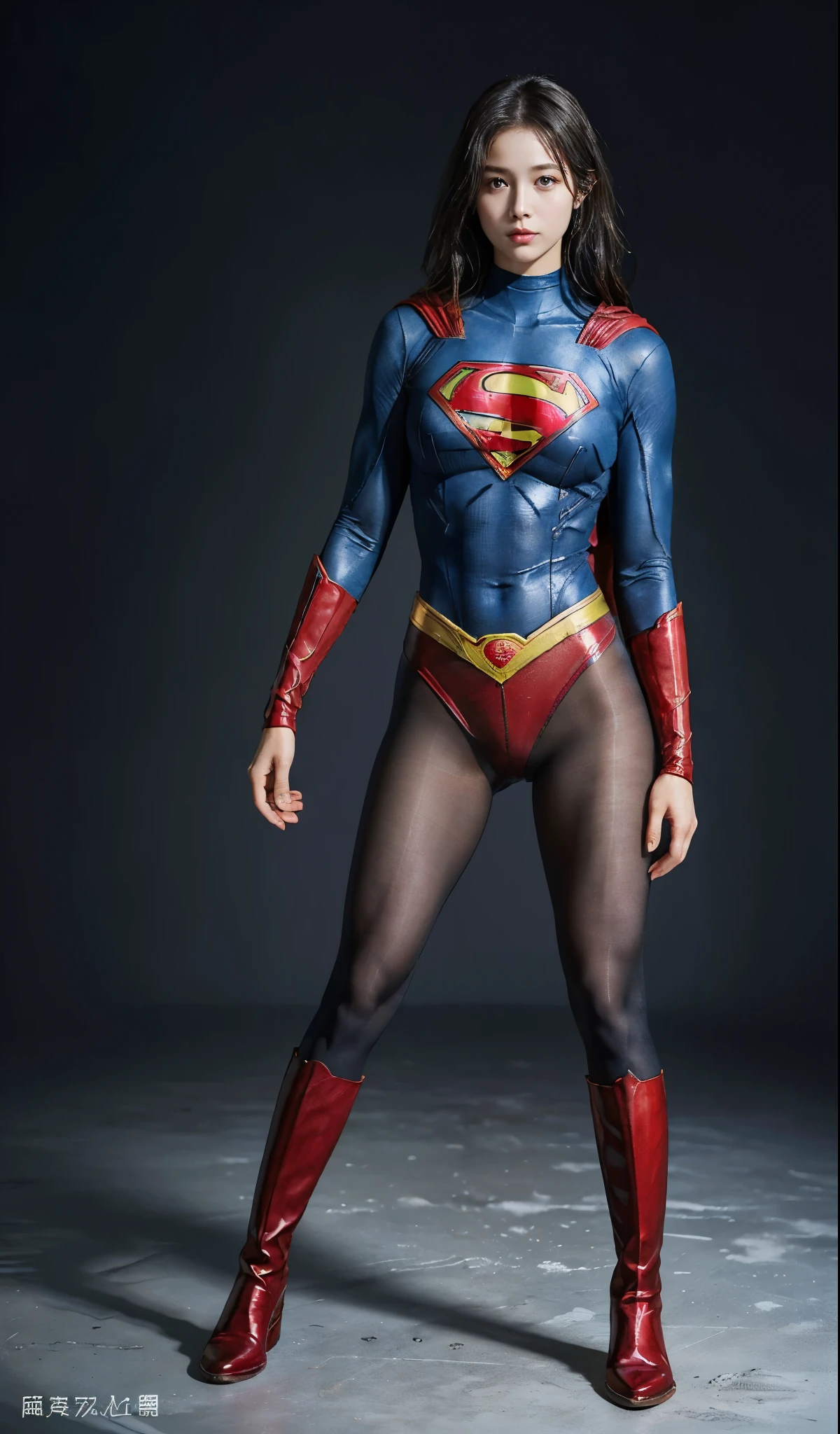 No background、(((Beautiful legs in black tights.)))、(((Legalizing suffering beauty)))、((((Make the most of your original images)))、(((Supergirl Costume)))、(((Beautiful Hair)))、(((suffering)))、(((Always wear black tights on your feet.、Wear red boots)))、((Best image quality、8K))、((Highest quality、8K、masterpiece:1.3))、(((Preserve background )))、Sharp focus:1.2、Beautiful woman with perfect figure:1.4、Thin abdominal muscles:1.2、Wet body:1.5、Highly detailed face and skin texture、8K