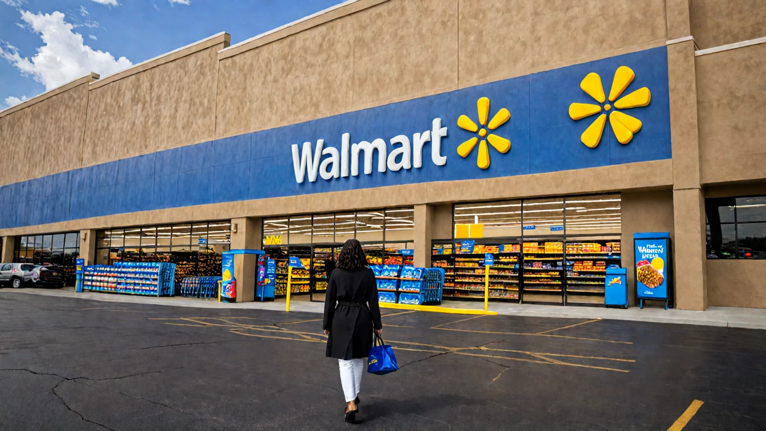 a woman going to the Walmart supermarket