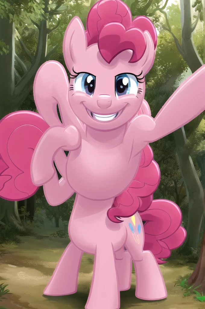 pinkie_pie , (masterpiece:1.5) , (best quality:1.5) , (in the magic forest:1.5) , (happy:1.5) , (smile:1.5) , (detailed fur:1.5), (pony:1.5)