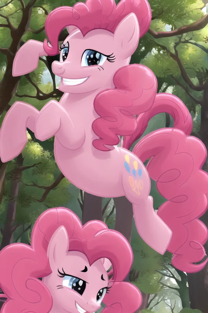 pinkie_pie , (masterpiece:1.5) , (best quality:1.5) , (in the magic forest:1.5) , (happy:1.5) , (smile:1.5) , (detailed fur:1.5), (pony:1.5)