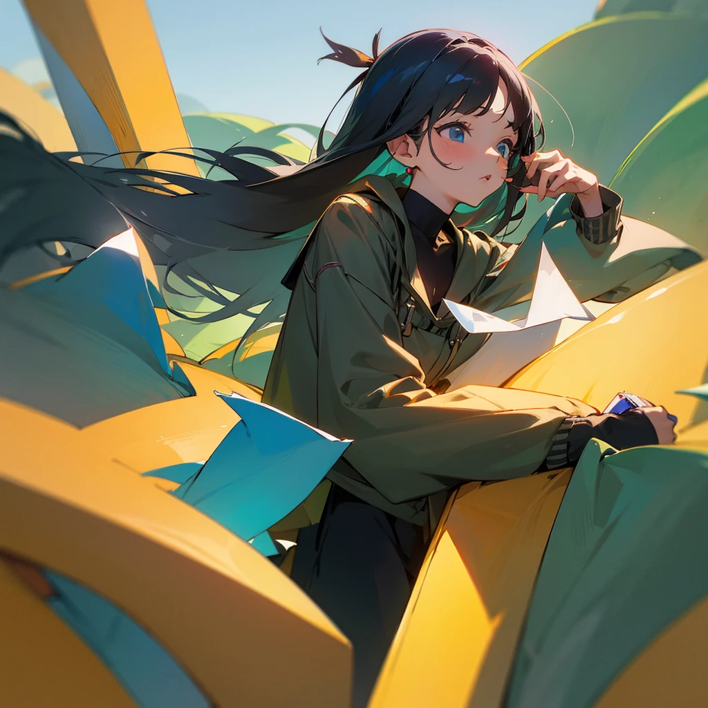 Worried girl looking at her phone