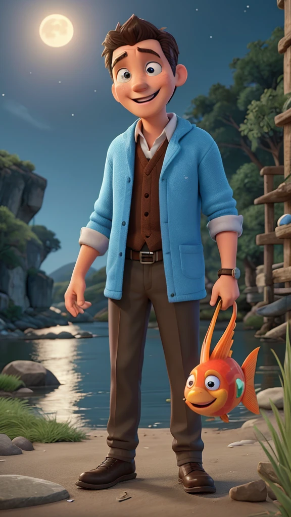  John e peter estão sentados à beira de um rio, your fishing rods in the water.

 The full moon lights up the night. John: say hey, peter, Do you know which fish fell into the wall and got hurt??

peter: anguish, John?John: Oh, that&#39;s right!

peter ri.peter: good! Now, it&#39;s my turn. anguish é o peixe que faz a gente rir?John: Humph... I don&#39;t know. 

anguish?peter: The funny guy! John ri alto. John: This was good, peter. 

bet, and this? Why fish don&#39;t like watching television?peter: no faço ideia. Why?John: Because it only has channels![They both laugh.]peter: That was great! I have another. 

Do you know which fish is worthless??John: no. anguish é?peter: The ball fish, because it only fills up and is worthless! They keep laughing, the night advances, and the jokes and laughter echo along the riverbank.

