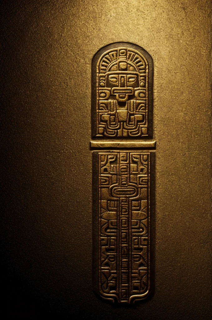 Create a cell phone wallpaper with pre-Columbian emphasis in gold with a black background