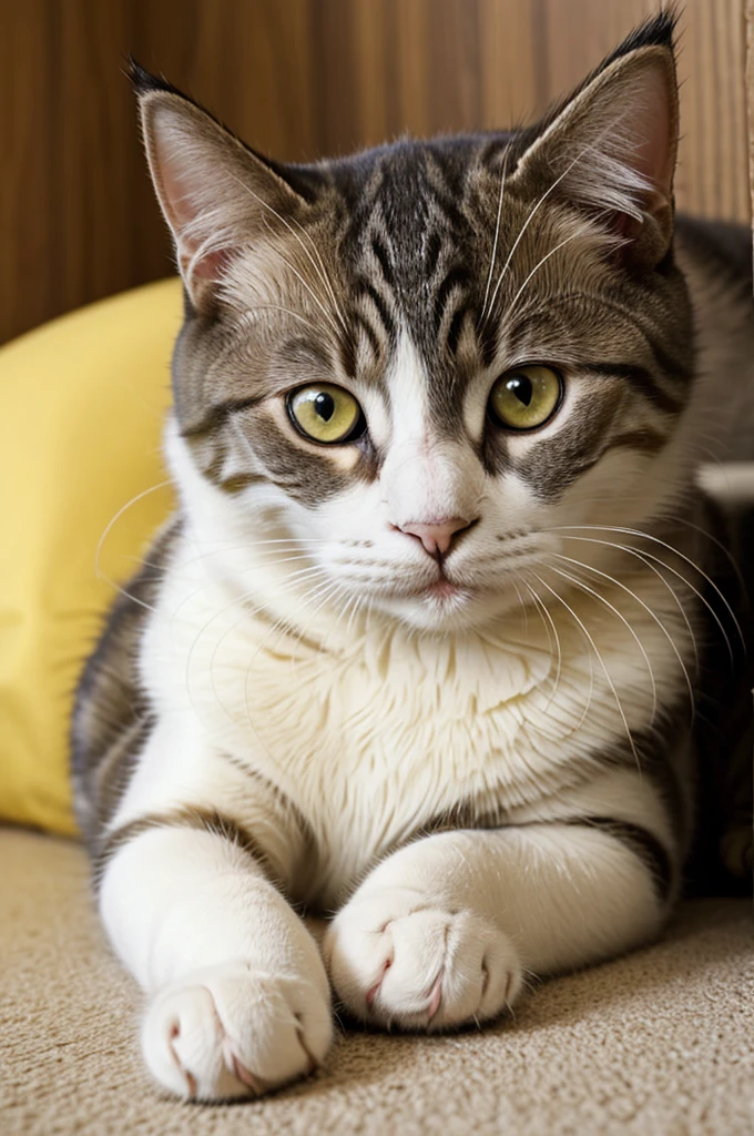 cat, ANIMAL, yellow, white chin, olive eyes, White paws, beautiful, baby, Cute, lying down, playing, adorable