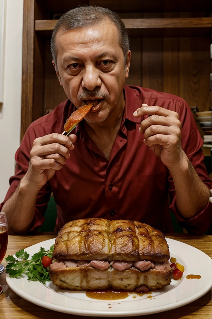 erdogan,eating pork,