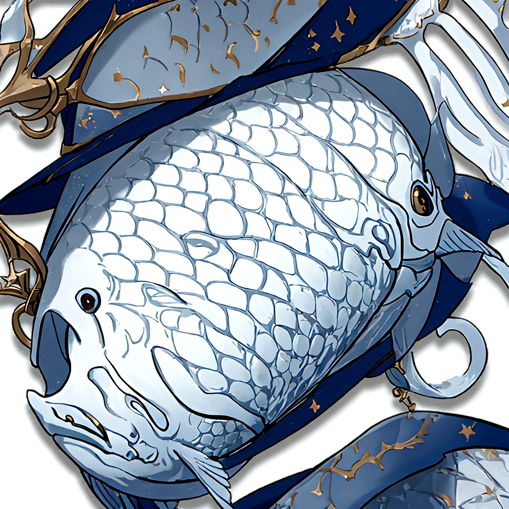 masterpiece, best quality, simple background, white background, portrait, solo, 1boy, fish scales