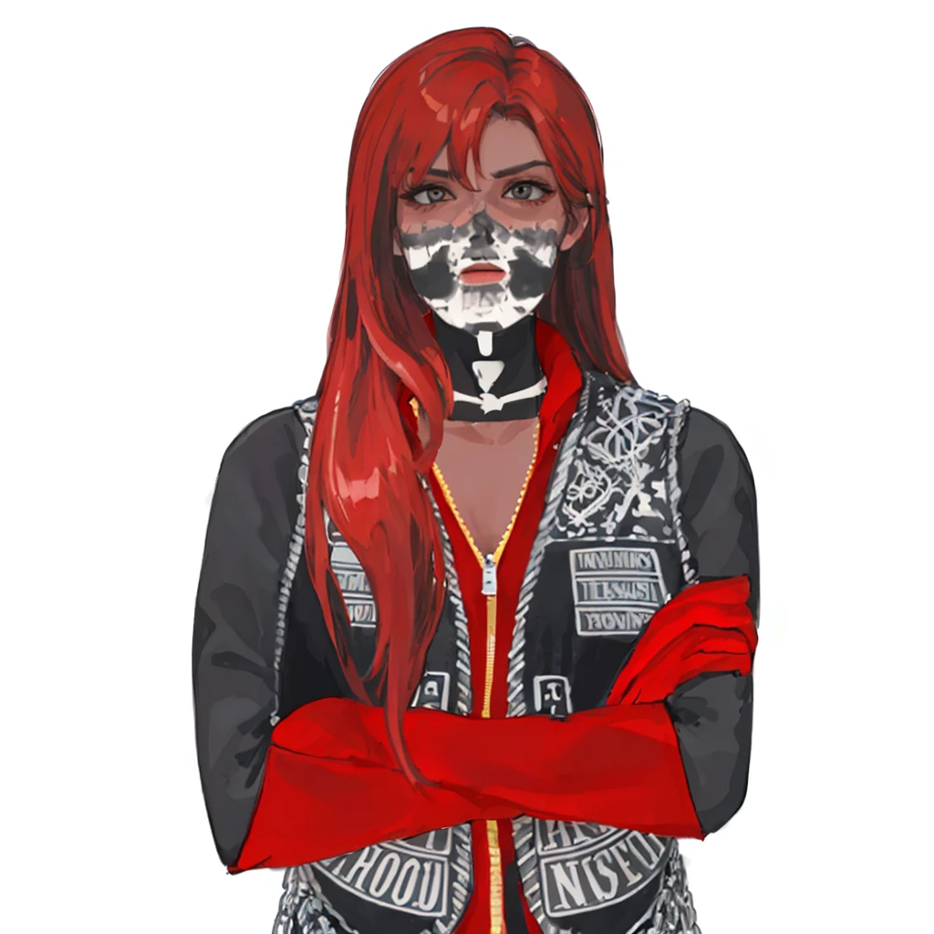 (masterpiece:1.2, best quality), (1girl, solo, upper body:1.2),flat face,Hair: buzz cut, Clothing: oversized, distressed denim jacket with patches and pins, paired with black skinny jeans and combat boots, Hanging out in an underground music venue or street art exhibit