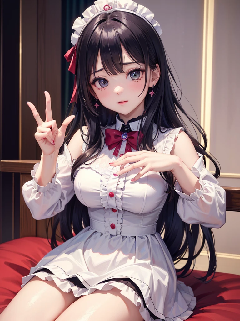 ((((Best Quality, 8K, 32K, masterpiece, 1.2)))),{{solo}},nsfw,{{{Artist: GirlfriendMix's style}}},((perfect beautiful face:1.2)), in love hotel, wearing, idol dress, netorare, netorare face, spreading pussy with fingers, embarrassed, high quality of vagina, vivid pussy,((a lot of public hairs:1.1)),