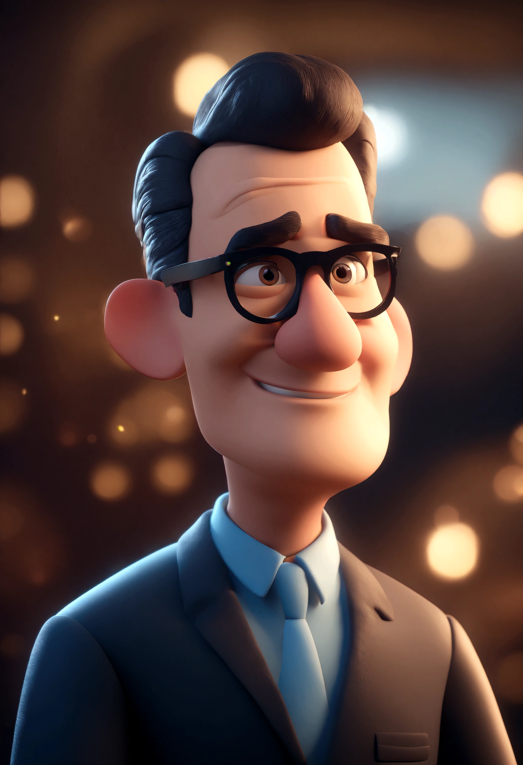 Cartoon character of a man in blue and white checkered shirt , an animated character, stylized character, animation style rendering, 3d stylized, Arnold Maya rendering, Stylized 3D rendering, toon render screenshot, 3d character, 3d character, Stylized 3D rendering, 3D character rendering, cartoon character, Personagem de close up, character posing, (Pixar-style) (master part:1.2) (bokeh) (best qualityer) (skin detailed) (detailed texture) (8K) (Argilla) (cinematic lighting) (sharp focus，Sit down and lift your upper body