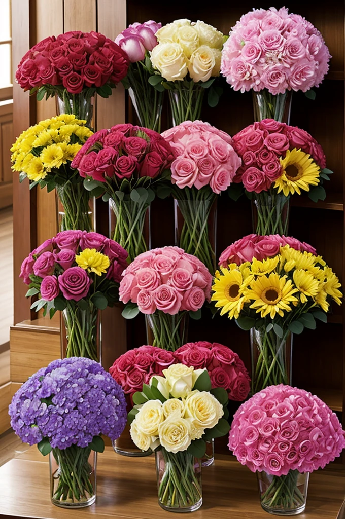 Catalog where you can see various types of flower bouquets with their respective prices 